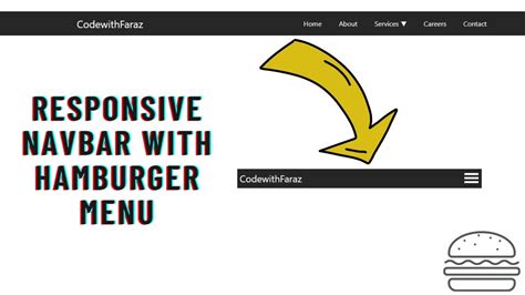 responsive navbar with hamburger menu.